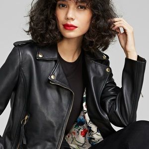 SAME EDELMAN women’s Motto zip-Cuff Leather Jacket L